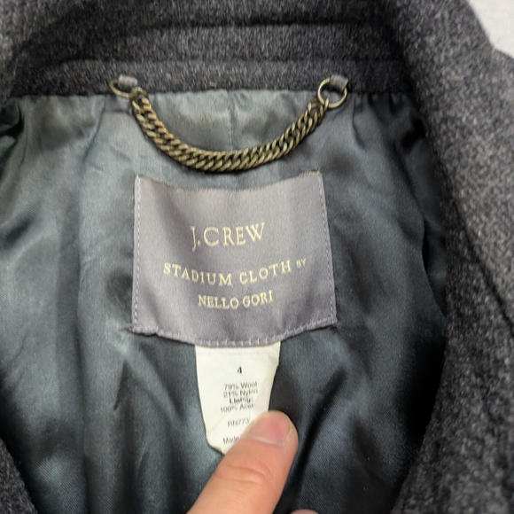 J.CREW Peacoat Womens 4 Nello Gori Wool Double Breasted Charcoal Coat - Picture 5 of 7
